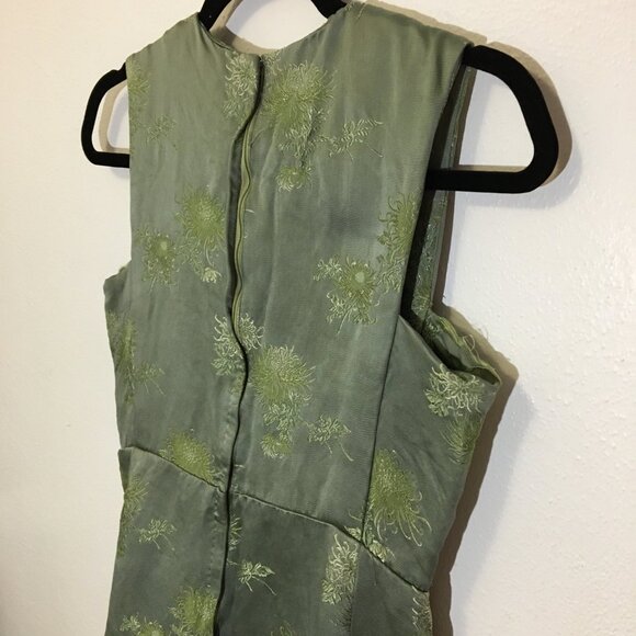Vintage 50s 60s Green Party Dress with Bow Wiggle Cocktail Holiday Christmas (IB - Picture 10 of 16